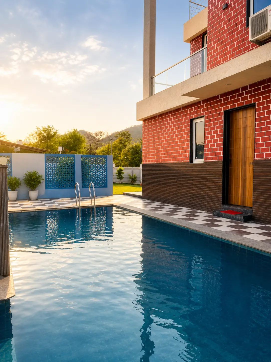 Private swimming pool at Amaira Stay luxury villa in Udaipur, Rajasthan